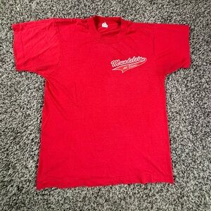 VTG Screen Stars Mandelein All Stars T Shirt Red USA Single Stitch Adult Small